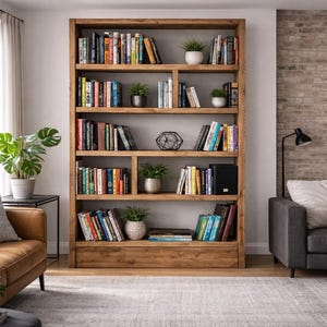 Rustic Bookcase | Industrial Reclaimed Shelf Unit | Scaffold Board Style Shelving | Solid Wood Bookshelves