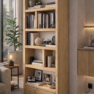 Rustic Bookcase | Industrial Reclaimed Shelf Unit | Scaffold Board Style Shelving | Solid Wood Bookshelves image 13