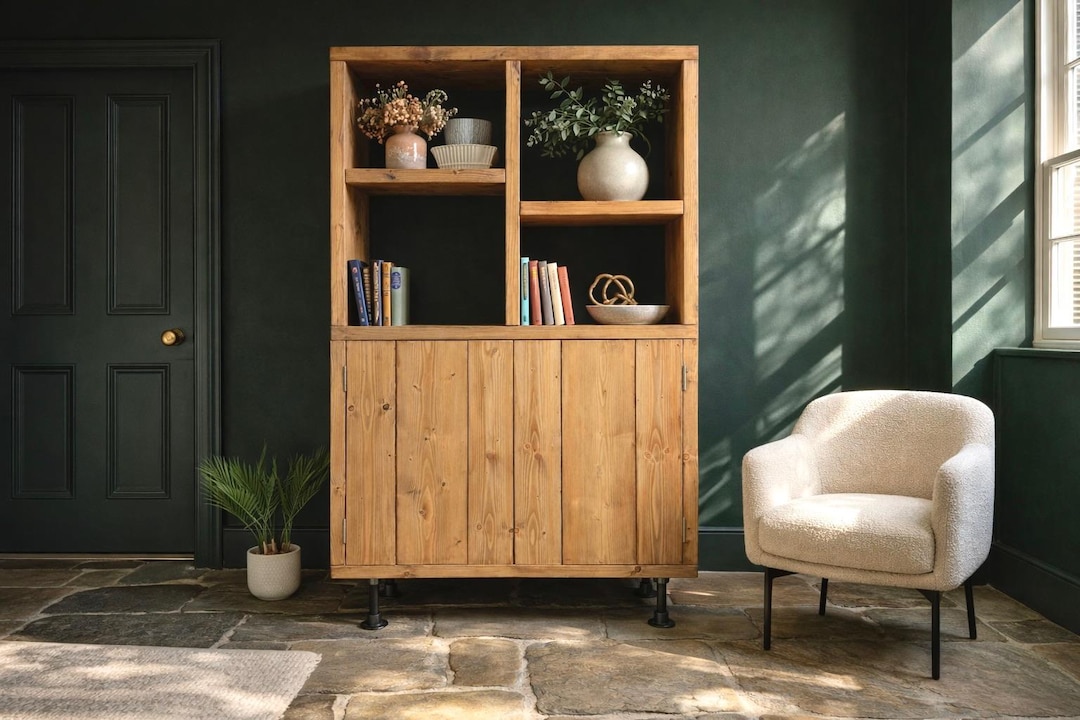 Solid Raud Cupboard Solid Wood Cupboard With Shelving: Rustic Industrial Storage Unit - Etsy UK