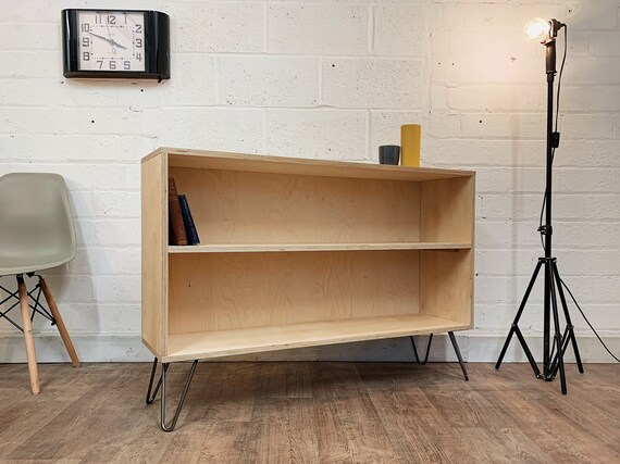 Birch Plywood Bookcase Sideboard Cabinet On Hairpin Legs Etsy