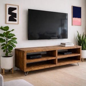 Solid Wood TV Unit: Industrial Cabinet on Hairpin Legs image 4