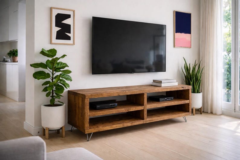 Solid Wood TV Unit: Industrial Cabinet on Hairpin Legs image 4
