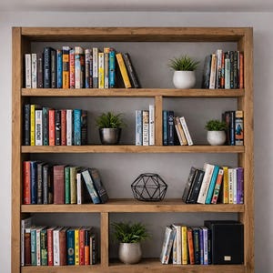 Rustic Bookcase | Industrial Reclaimed Shelf Unit | Scaffold Board Style Shelving | Solid Wood Bookshelves image 7