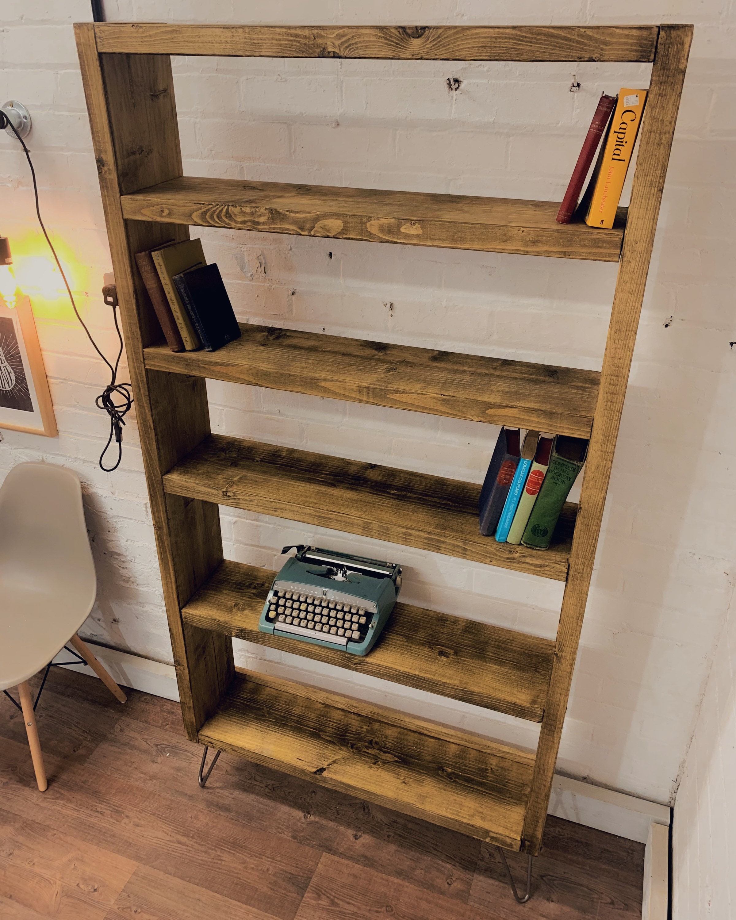 Industrial Scaffold Board Bookcase Bookshelves on Hairpin Legs Etsy UK