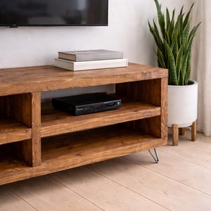 Solid Wood TV Unit: Industrial Cabinet on Hairpin Legs image 3
