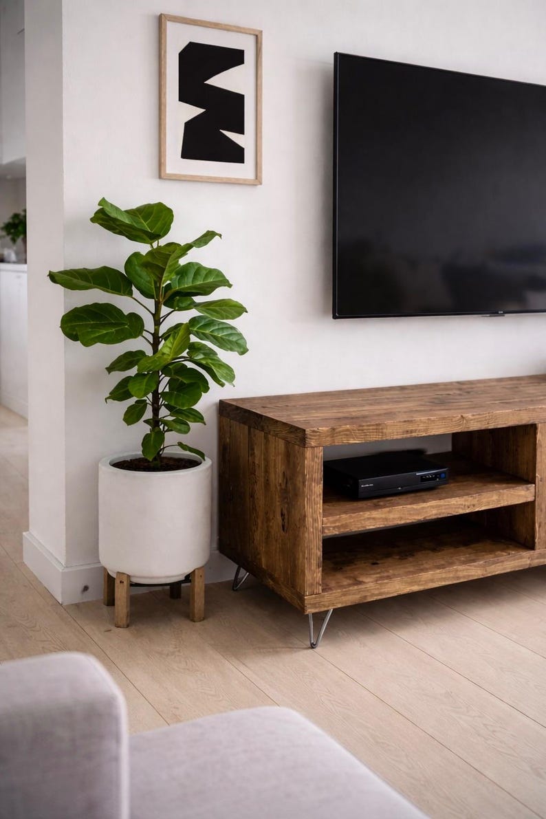 Solid Wood TV Unit: Industrial Cabinet on Hairpin Legs image 6