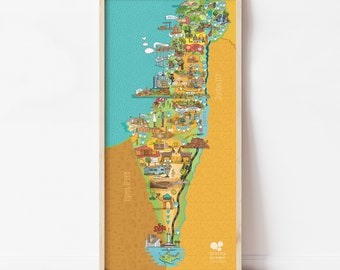 Illustrated Map of Israel - Instant Download