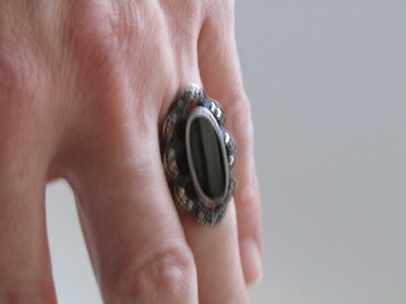 black stone ring woman silver black onyx ring retro ring black onyx ring ring for women black stone ring onyx black stone ring silver