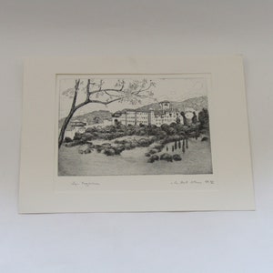 Lykourgos Kogevinas art - Greek lithography art - vintage wall art - Mount Athos - Holy and Great Monastery of Vatopedi - vintage art wall