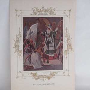 Germano III di Patrasso, litografia, stampa artistica, capitano di marina, rara stampa artistica, carta per stampa artistica, bandiera rivoluzionaria, immagine rivoluzionaria