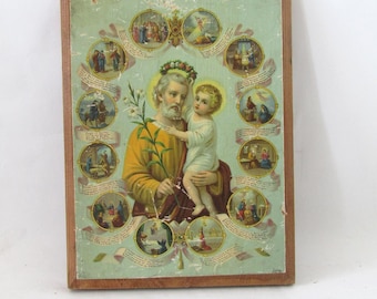 A Vida de São José, chromolithograph of Saint Joseph with the infant Jesus, circa 1925-1945
