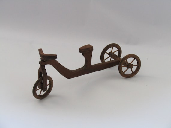 ヴィンテージ木製自転車装飾：レトロなディスプレイアート（長さ31cm