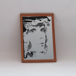 Risque Mirror, Art Nouveau mirror, art nouveau wall mirror,  old mirror, mirror for collection, for bathroom, mirror silk screen printing