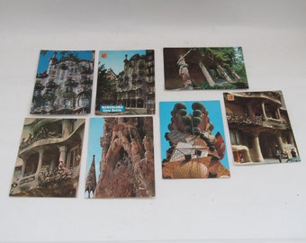 Vintage Gaudi Postcards: Barcelona Architecture, 1970s Set of 7