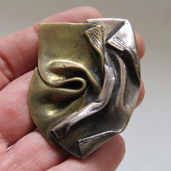 925 sterling silver bp1216 hammed texture modernist brooch pin