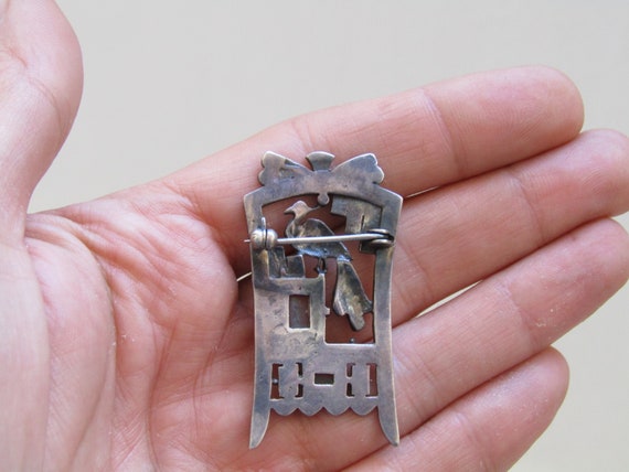 sterling silver and naturl stones brooch - peacoc… - image 7