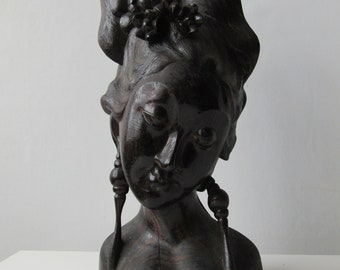 Balinese Dancer sculpture - woman bust sculpture, indonesian sculpture art, indonesian wood sculpture, Balinese wood, King wood, orig