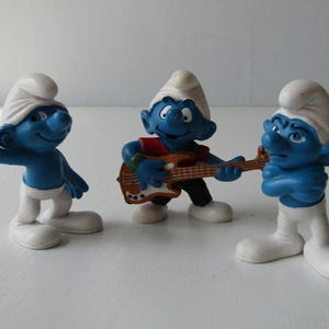 vintage set of 3 original Smurfs by Peyo, vintage collectible, vintage toys, vintage figures, Smurfs, vintage Smurfs! vintage rubber figures