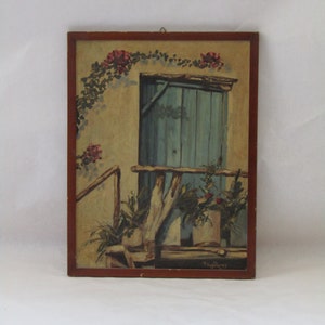 pintura emoldurada em papelão, pintura vintage, pintura retrô, pintura retrô emoldurada, pintura antiga, para parede, pintura de casa antiga