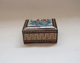 Asian wooden box - birds box - Vintage ring box - box gift - ring box vintage -  Middle Eastern Trinket box - box ring - for her - handmade