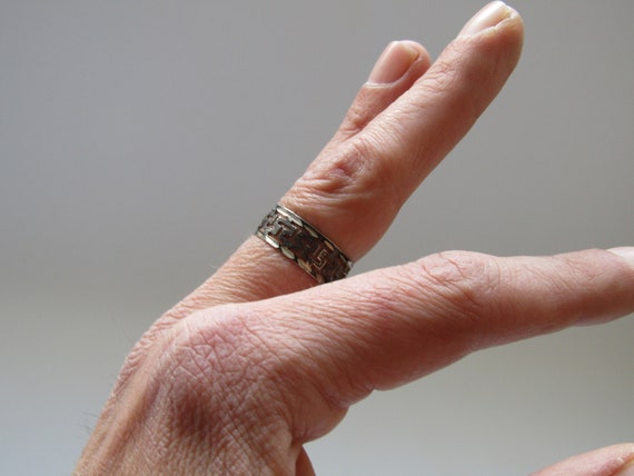 old silver ring - Unisex ring - Geometric ring - … - image 3