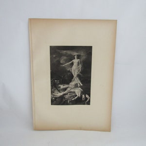 Gravure, old gravure, Venus defending the body of Hector, Lionel Rover, gravure wall decor, gravure original, Mythology Etching, old gravure