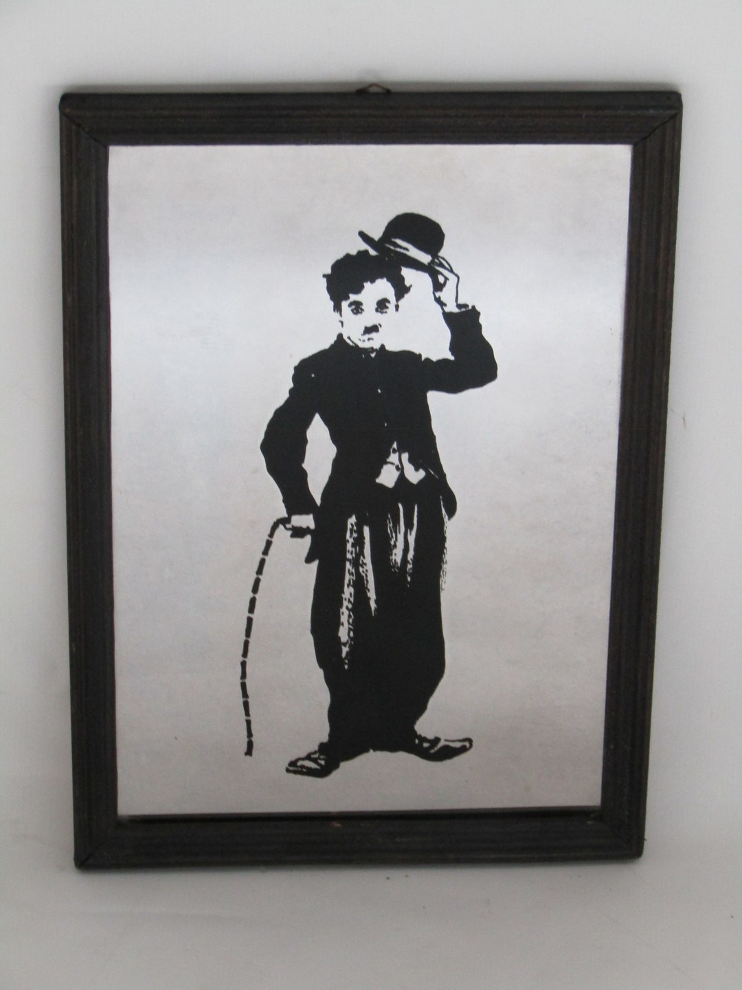 Vintage Charlie Chaplin Screen Print Mirror - Wall Decor (32x22 Cm