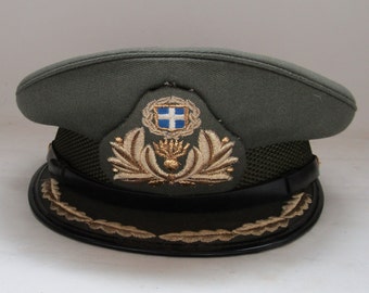 militaire hoed vintage, vintage militaire hoed, verzamelhoed, militaire hoedofficier, Griekse militaire hoedofficier, artilleriehoedofficier