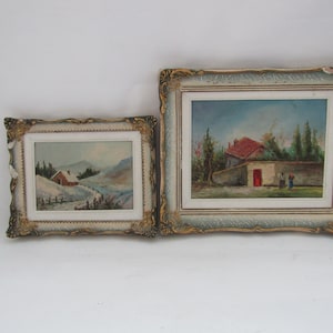 cuadros pequeños, cuadros sobre cartón, adornos de pared vintage, cuadros pequeños originales, cuadros pequeños enmarcados, para la pared, cuadros antiguos