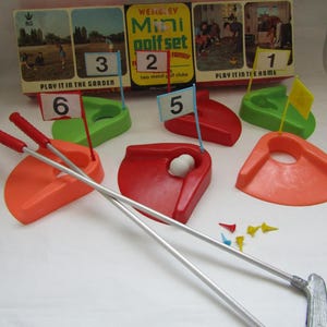 mini golf, mini golf set vintage, for garden, for home, for gift, vintage game, no signs of use, mini golf game, retro mini golf, for him