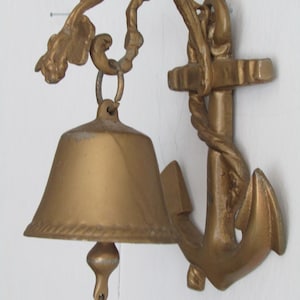 vintage brass  hand bell, Antique wall bell, wall bell, metal wall bell, anchor wall bell, Rare wall bell, brass wall bell, bell for wall