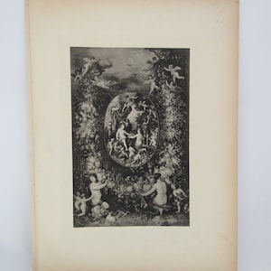 Gravure, old gravure, Offering to Pan, Henry Sauvage, for framing, gravure wall decor, gravure original, Mythology Etching, Troy Etching