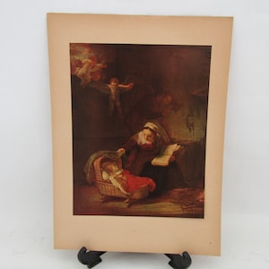 Rembrandt Kunstdruck, Barock Kunstdruck, Wandbehang Kunst, Seltene Kunstdruck Wand, Rembrandt, Kunstdruck, heilige Familie mit Engeln, zum Einrahmen