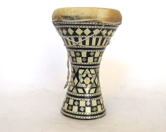 vintage handmade Darbouka small drum, Arabian goblet drum