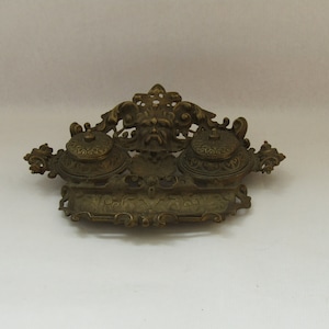 Art Nouveau iron inkpot / inkwell, antique inkwell, Art Nouveau ink well, antique ink pot, iron inkwell, antique office decor, for gift