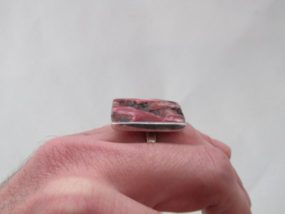 Brutalist Agate Slice Ring: Handmade Sterling Sil… - image 2