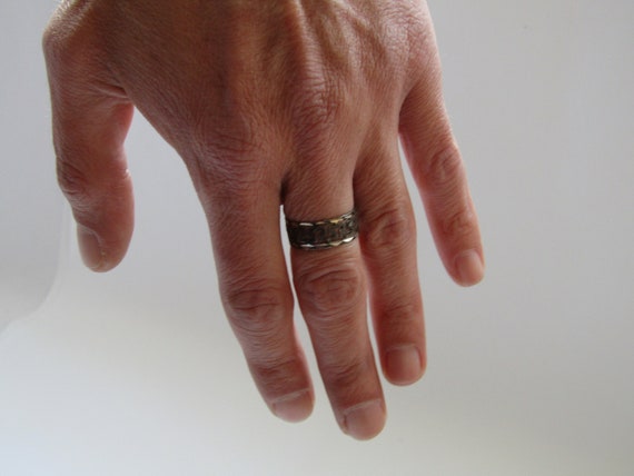 old silver ring - Unisex ring - Geometric ring - … - image 4