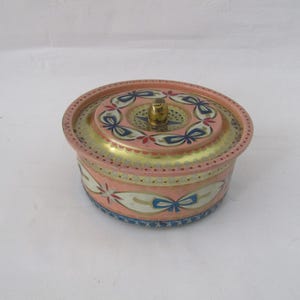 Vintage tin container - round container - antique tin box - vintage tin box - kitchen decor - tin container - Art Grace tin - England