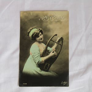 1921 farbige französische antike "Sainte Cécile " Postkarte, Französisch Vintage Postkarte, antike Postkarte, Musiker Postkarte, französische Postkarte!
