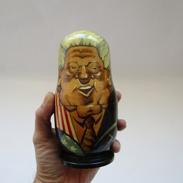 Bill Clinton nesting doll, Bill Clinton matryoshka, vintage matryishka, Bill Clinton Babushka, bill clinton monica lewinsky babushka