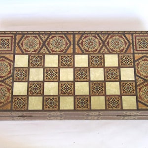 Vintage Backgammon Intarsien Set: Handgemachtes Holzspiel