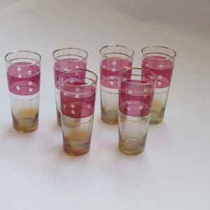 set of 6 retro glasses. vintage glass, vintage home decor, retro drinking glass. retro drinking, colored drinking glasses vintage
