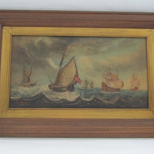 painting ships in storm, old ships paitning, vintage painting on canvas, original painting, ship painting, painting canvas, painitng ships