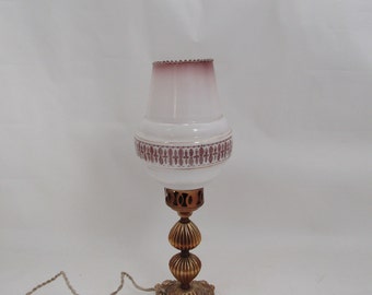 50&#39;s beautiful metal and glass office desk or table lamp, 50&#39;s antique lamp, vintage lamp, vintage metal lamp, mid century lamp