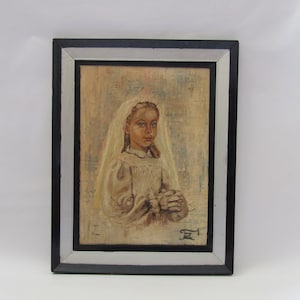 vintage dama de honor pintura de retrato, pintura de dama de honor antigua, pintura original, pintura enmarcada, pintura para la pared, pared colgante
