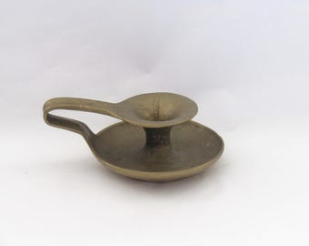 Vintage Brass Candle Holder: Odd Metal Candlestick