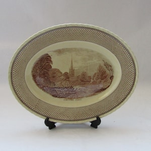 Vintage English MYOTT big oval serving platter, myott platter, MYOTT england, Stanford church platter, vintage platter, antique platter
