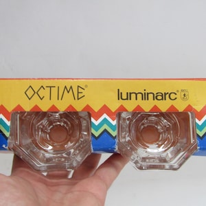 French Luminarc candle holders, Luminarc, candle holders set, Luminarc France, Luminarc glass, Luminarc crystal, vintage candle holders