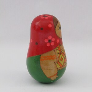 Vintage Russian Wooden Balancing Rattle Babushka Style Doll, Russian ...