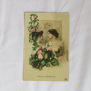 1920 colorato francese antico "i miei migliori auguri" cartolina, cartolina vintage francese, cartolina antica, cartolina degli auguri, cartolina francese!